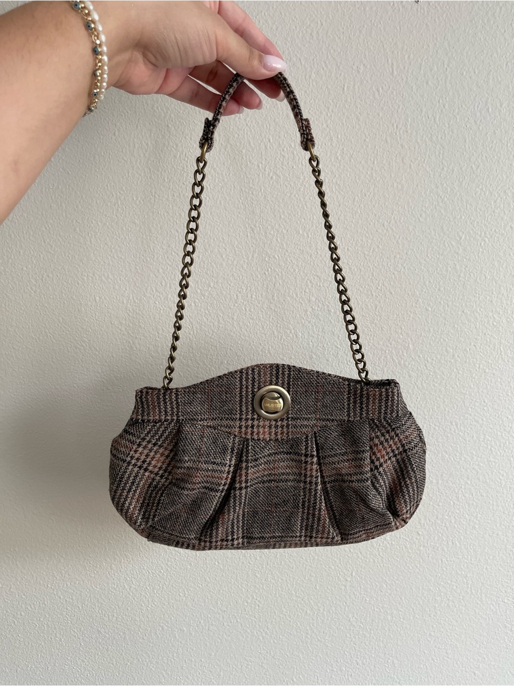 Unlisted by Kenneth Cole Brown Plaid Chain-Handle Shoulder Bag